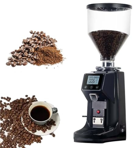 NVYAZJ Moulin À Café Électrique, Machine À Café avec 19 Réglages De Mouture, Écran Tactile LCD, Trémie Amovible d'une Capacité De 500 G, Disque De Broyage De 60 Mm, Minuterie Et Doseur