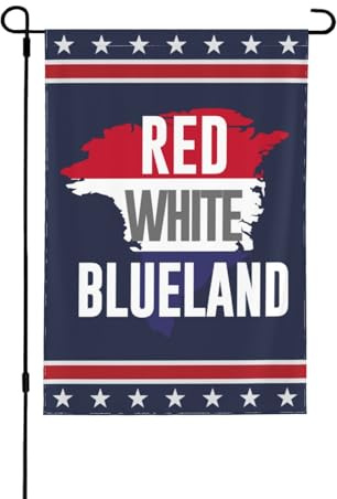 Drapeau de jardin rouge, blanc et bleu 28 x 40 cm, amusant, interdit au Groenland maintenant, panneau de jardin, drapeau sans kiosque, double face
