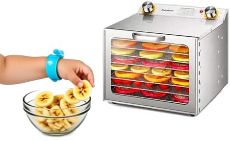 EPIKNOWEE Déshydrateur Alimentaire pour Jerky, Sèche-Électrique avec Température Réglable et Minuterie, Sèche en Acier Inox, Idéal pour Fruits, Viande, Herbes et Yaourt(8-Tray)