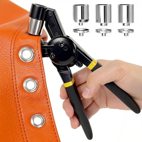 Eyelet Punch Kit, 600PCS 6/10/12mm Grommets, Heavy Duty Magnetic Grommet Pliers for Punching Holes in PVC Banners,Tarpaulin, Fabric, Leather, Canvas & Curtains Repair, Complete Eyelet & Grommet Kit