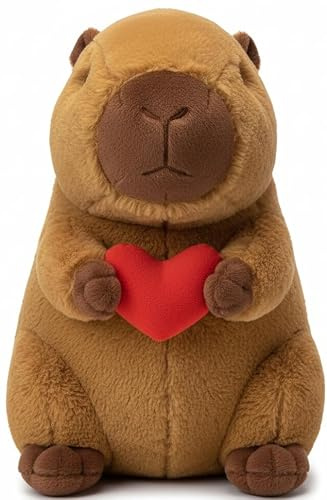 1,4 kg Türstopper Capybara aus Stoff – schwerer Türhalter 33 cm, weicher Plüsch, Tier Türstopper für Zuhause & Büro (Herz Edition) – khevga