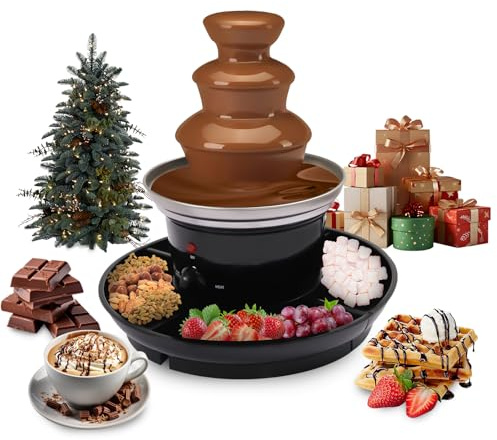 3-Tier Chocolate Fountain, 40W Electric Chocolate Fountain Chocolate Fondue Machine with Melting Function, 0.45Kg/1Lb Capacity Stainless Steel Chocolate Fountain For Family Parties Birthdays Weddings