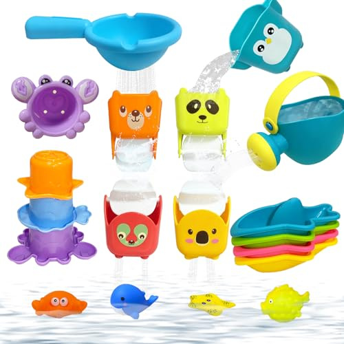 Baby Bath Toys for 1 2 3 Year Olds, 18 PCS Mould Free Bath Toys