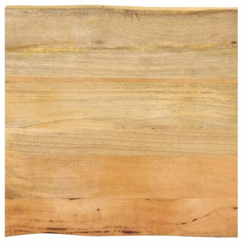 GeenYuu Table Top with Tree Edge Made of Solid Mango Wood 80 x 80 x 2.5 cm, Versatile Replacement Plate for Dining Table, Desk, Kitchen, Living Room and Workbench