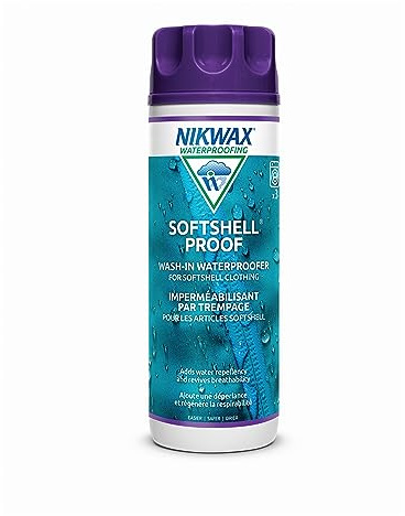 Nikwax Softshell Proof, Wash-In, Waterproofing for softshell proof, softshell garment, stretchy outwear, Wash-In High Performance Waterproofing Renewal Treatment Restores DWR