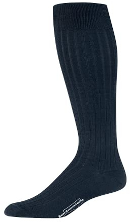 Merino Wool Dress Socks for Men – Over-the-Calf, Ribbed Wool Dress Socks for Men’s Size 8-12 – Comfortable and Breathable Socks with Reinforced Heel and Toe by Boardroom Socks, Dark Navy