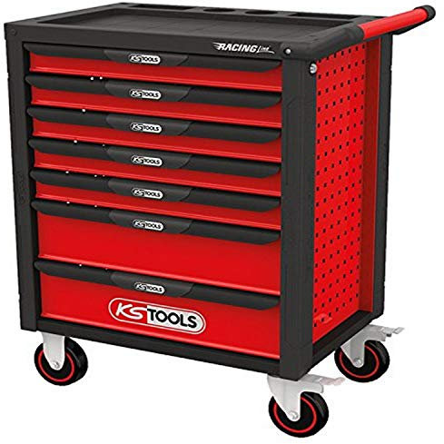 KS Tools 826.7515 Racingline schwarz/rot Werkstattwagen mit 7 Schubladen und 515 Premium-Werkzeugen