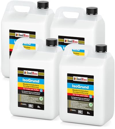 Isolbau IsoGrund Grundierlösung - 20 L Niedermolekulare, Gebrauchsfertig Acrylgrundierung für Innen & Außen - Für professionelle Grundierung