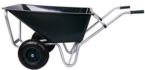 Schubkarre 160 Liter bis 250 kg Belastbarkeit, PVC, grün (Gartenkarre Bauschubkarre Baukarre Gartenschubkarre für Baustelle, Pferde-Stall, Garten, Laub, Bauschutt)