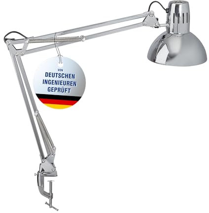 MAUL Schreibtischlampe MAULstudy | Verstellbare Klemmleuchte mit Gelenkarm für Büro und Schreibtisch | Elegante Schreibtischlampe LED aus Metall | Exklusive LED-Leuchtmittel | Chrome