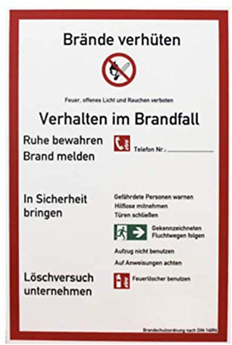 Brandschutzordnung Teil A Brände DIN 14096 nur Feuerlöscher ohne Wandhydranten von MBS-FIRE