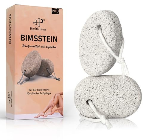 Health Press® Bimsstein Fußpflege – 2er-Set – Hornhautentferner Grob Hornhaut – Hände und Füße – Natur Stein Fußpflege Hornhautentfernung Pediküre Fußpeeling Harte Haut Entfernen