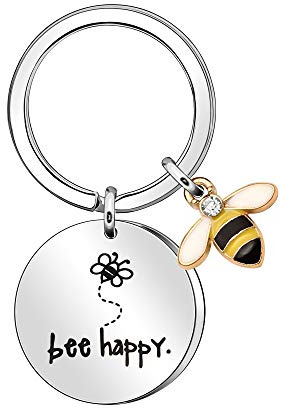 Maxforever Bee Happy Keychain for Women Gifts for Mom Aunt Daughter Niece Friends