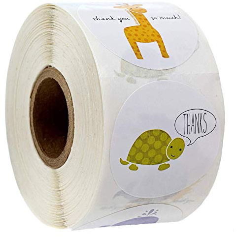 Thank You Etichette adesive rotonde per confezioni e sacchetti regalo, 500 etichette adesive per il compleanno, per il giorno del Ringraziamento; 3,8 cm (1 rotolo)