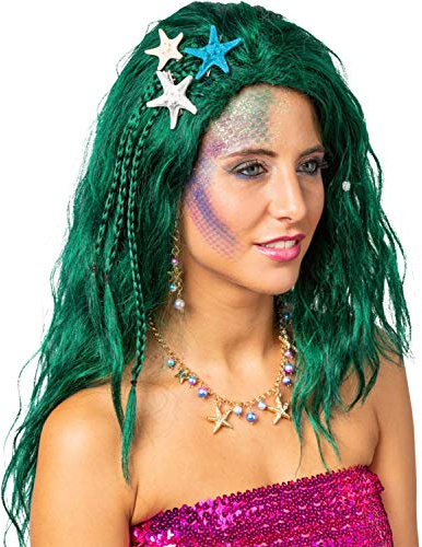 NET TOYS Maritimes 3-teiliges Set Haarschmuck Seestern - Blau-Weiß - Bezauberndes Damen-Accessoire Meerjungfrau & Nixe - Passend für Fasching & Themenabend