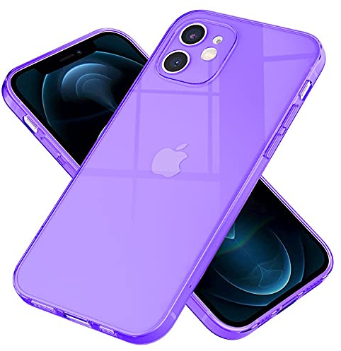 NALIA Neon Silikonhülle für iPhone 12 Mini - Linsenschutz - Hülle, Lila | Rutschfester Grip in der Hand, Kabelloses Laden, Bündiger Kamera-Abschluss, Erhöhter Rand zum Ablegen, VIBE
