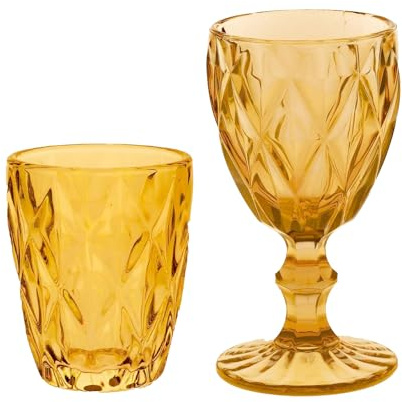KEDEA Bicchieri Acqua Colorati in Vetro, Calici Vino in Vetro, Lavabili in lavastoviglie, Tumbler Acqua e Calici Vino Mix 6 COLORAZIONI.… (GRAND PAVE')