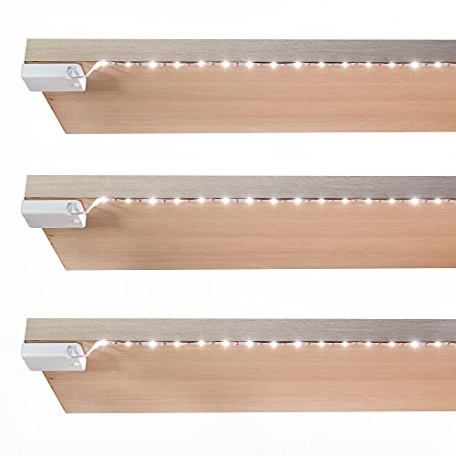 BestLuz Battery Powered LED Strip Lights, Wireless LED Strip Lights 40 inch x 3 Pack for Kitchen Under Cabinet Lighting, Shelves, Under Counter, Closet, Cordless Click Light, Neutral White 4000K