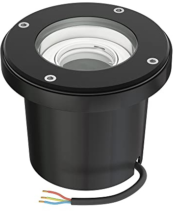 ledscom.de Bodeneinbauleuchte BOFU für außen, IP67, schwenkbar, schwarz, rund, 150mm Ø, 1x GU10 max. 15W