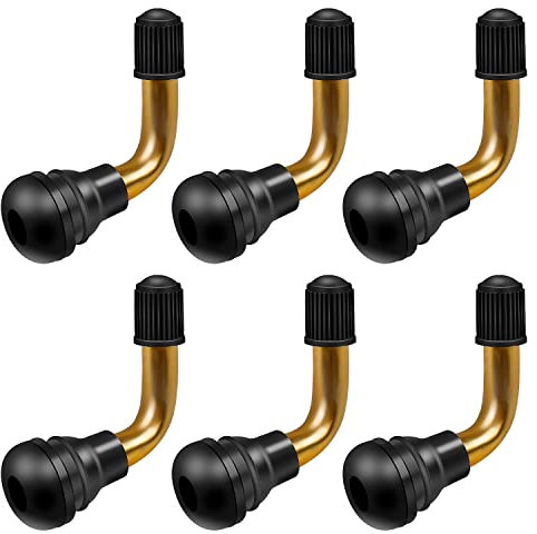MYLERCT 6 Piezas PVR60 Adaptador Válvula de Rueda, 90 Grados Extensiones de Válvulas, Latón Válvula de Neumático sin Cámara Adecuado para Motos, Coches, Bicicletas