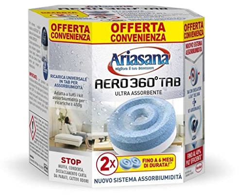 ARIASANA Aero 360° Tab absorbeur d'odeur neutre en lot de 2 recharges 450 gr. 2025085 Henkel