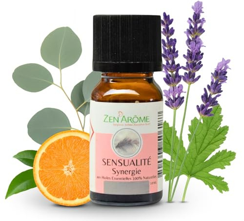 Synergie d’Huiles Essentielles Sensualité – Mélange d’Huiles Essentielles 100% Pure et Naturelle – Utilisation en Diffusion pour l’Aromathérapie – 10ml – Analysé et Conditionné en France - Zen’Arôme