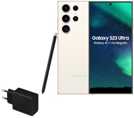 Samsung Galaxy S23 Ultra, 512GB + Cargador de 45W - Smartphone Android con IA, Teléfono Móvil Desbloqueado, Color Beige (Versión Española)