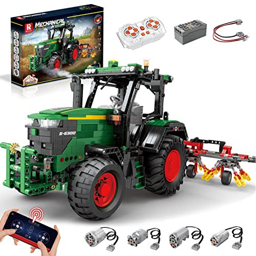 VLites 22015 Technik Traktor Klemmbausteine Bausatz, 1828 Teile mit 4 Motoren Ferngesteuert Traktor Modellbauset(Originalverpackung)