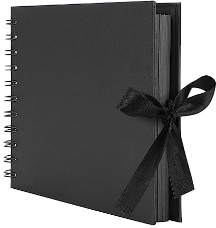 Fotoalbum zum Selbstgestalten 80 Seiten Fotoalbum zum Einkleben Fotobuch Scrapbook Album Ringbuch für Scrapbook Gästebuch Geburtstag Baby (Schwarz, A5)