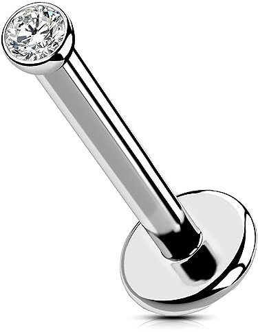 OUFER Labret Stud 6mm/8mm/10mm/12mm in Titanio - Barra per Labbra, Orecchino per Helix e Trago, Gioielli per Piercing 16G Push-in