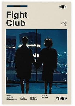 Fight Club Vintage-Filmposter auf Leinwand, Wandkunst, Dekordruck, Bild für Wohnzimmer, Schlafzimmer, Dekoration, ungerahmt, 60 x 90 cm