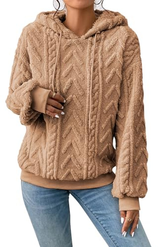 Zetieny Sweat à Capuche Femme en Polaire Jacquard Cordon de Serrage Hoodie | Poignets Et Bas De Vêtement Élastiques, Coupe Ample, Design Uni Avec Une Bonne Isolation Thermique, Doux, Léger