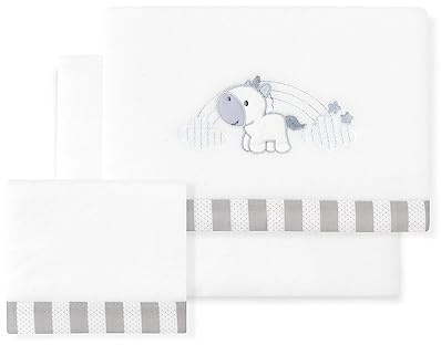 Interbaby Sábanas Minicuna 40201-18 Coralina | · Blanco Y Gris · 50x80 cm · Sábanas Invierno · OEKO-TEX
