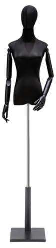 Schneiderpuppe Verstellbar mit Hochwertigem Schwarz-weißem Baumwollmaterial, Handwerklich Simulierter Echtholzarm, Schaufensterpuppe Weiblich Anwendbar auf Kleiderständer, Boutique, Bekleidungsgeschäf