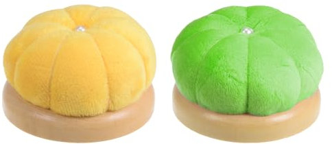 QUARKZMAN 2Pcs Coussins À Épingles À Base En Bois De Style Japonais, Jaune/Vert
