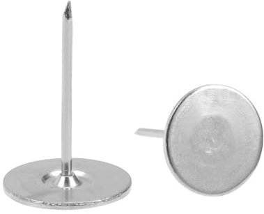 QUARKZMAN 60 Stück Polsternägel, 19 mm x 30 mm, flacher Kopf, dekorative Möbelnägel, Reißnägel für Möbel, Sofa Kopfteile, Silber
