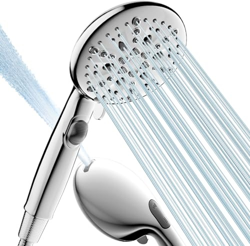 Cobbe Shower Head and Hose Set, 9 Spray Modes Shower Heads with Stop Button, Universal Bathroom Shower Head with Power Jet,Large Powerful Showerhead