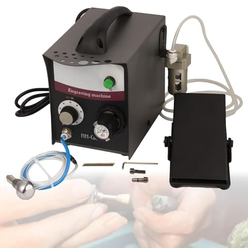 GTANND Máquina neumática de Grabado de joyería de un Solo Cabezal,Grabador neumático de joyería,Herramienta de joyería de Grabado multifunción eléctrica de 0-60 PSI para Manualidades de joyería