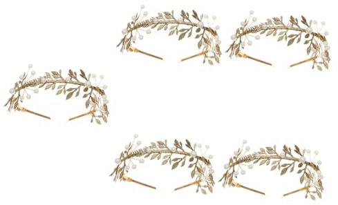 DEARMAMY 5stücke Goldenes Haarschmuck Stirnband Mit Blattzweigen Und Perlen Für Hochzeiten Brautjungfern Und Besondere Anlässe Eleganter Kopfschmuck Für Damen Robust Und Stilvoll