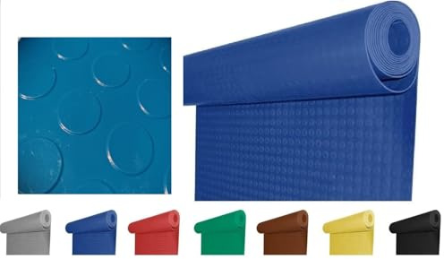 Mugar- Suelo de Goma Antideslizante - Pavimento de círculos | Suelo de Caucho | Colores Decorativos | Rollo de la Medida seleccionada (Azul, 1x1m)