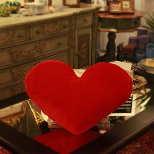 champracer Herzkissen Herzförmiges Flauschiges superweiches dekoratives Kissen Plüschkissen, Kissen Liebe Zierkissen Ästhetik 50 x 40 cm Geschenk für Mädchen Valentinstag (rot)