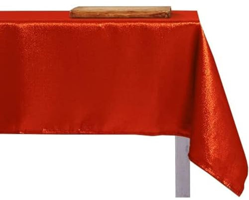 IL BOTTEGONE Tovaglia Antimacchia Rotonda Natalizia Tessuto Brillantini con Lurex Resistente Alle Macchie (Rosso/Glitter, Rotonda 160 cm)