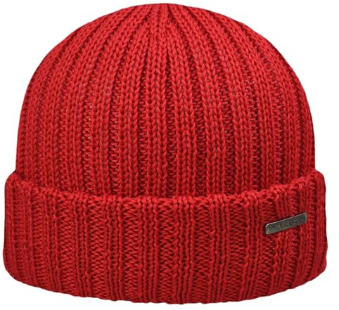 Melegari Super dubbel tjocklek Beanie Como mössa | dödskalle keps ren merinoull extra tunn | Tillverkad i Italien, Röd, one size