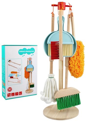 Kit de nettoyage pour enfants jeu de simulation de nettoyage en bois jeu de simulation de ménage ensemble de nettoyage pour tout-petits ensemble de nettoyage éducatif poli pour enfants ensemble de net