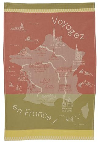 Coucke Tryckt bomullshandduk, 50 x 75 cm, Les Monuments de France
