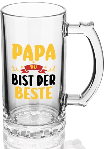 Joymaking Verre à bière cadeau pour papa, cadeau de fête des pères, cadeau de père, fils, fille, chope à bière 0,5 l