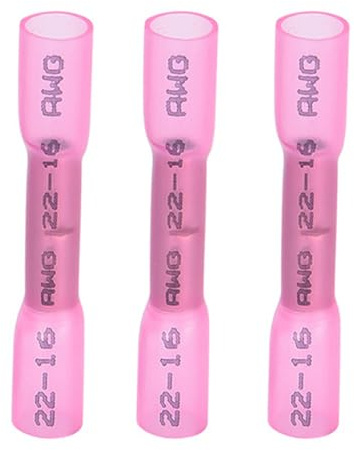 50 Pezzi Connettori Elettrici Termorestringenti Rosso, Impermeabili, per Cavi 22-16 AWG, Terminali Morsetti per Cavo Elettrico 0.5-1.5mm² per Impieghi Automobilistici e Marittimi ﻿ ﻿