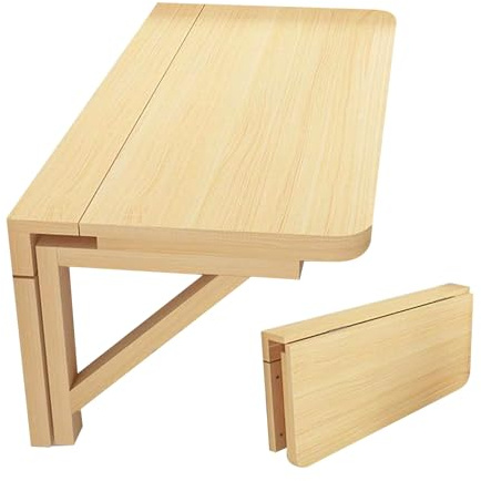 Scrivania Pieghevole a Muro Parete in Ufficio Cucina Tavolino Porta PC da Parete in Legno Realizzato Interamente in Legno Massello Design Salvaspazio(60x100cm/24x39in)
