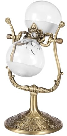 Clessidra, decorazione in vetro, 30 minuti, timer di sabbia, strumento di tracciamento del tempo, decorazione in vetro, girevole a 360°, in metallo antico, con base per casa, cucina, ufficio (A)