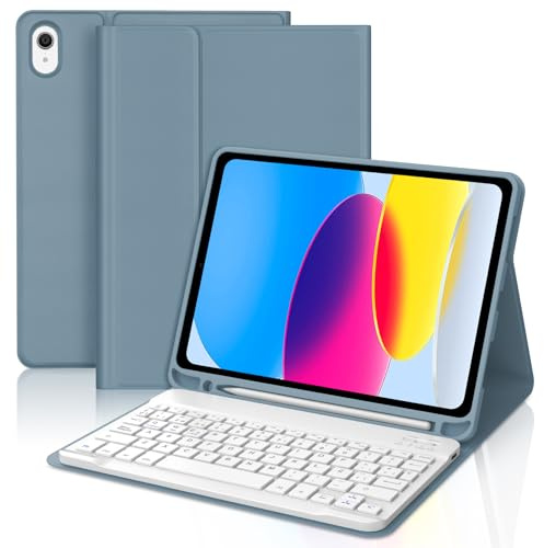 FOGARI Teclado para iPad A16 11ª Generación 2025/10ª Generación 10.9 2022, Funda para iPad A16 11ª/10ª Generación con Español Ñ Teclado Bluetooth para A16 11 2025, Azul